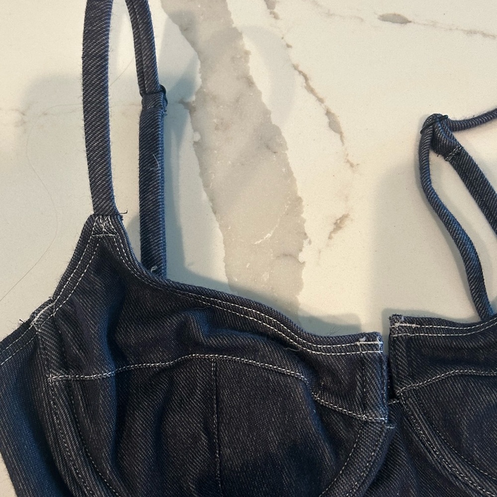 Solid And Stripe Denim Bikini Top - image 2